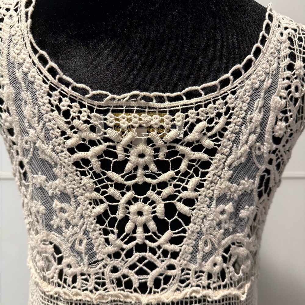Cream Crochet Lace Beach Coverup Dress - Picture 6 of 7